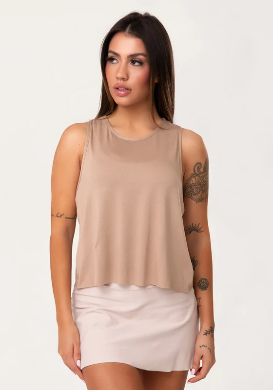 Cropped Fitness Feminino Capuccino Aura Dlk NUDE / M