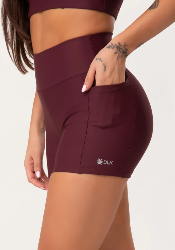 Short Fitness Feminino Vinho com Bolsos Aura Dlk VINHO / G