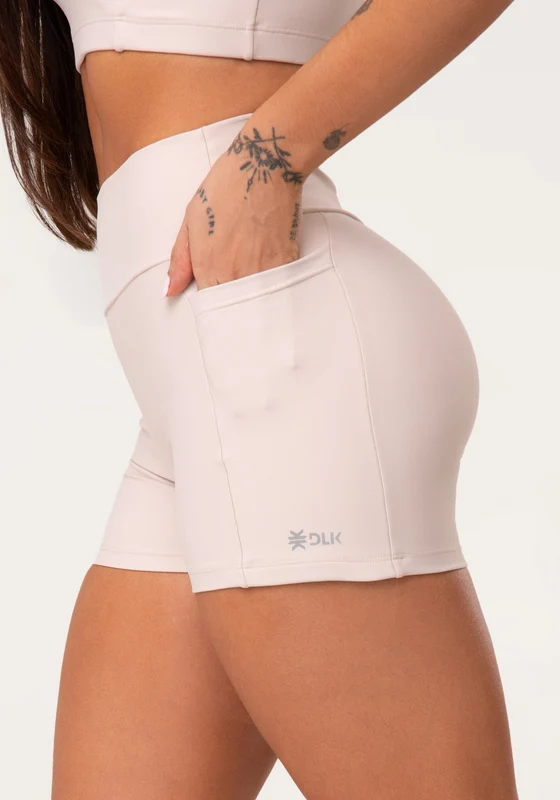 Short Fitness Feminino Nude Com Bolsos Aura Dlk NUDE / M