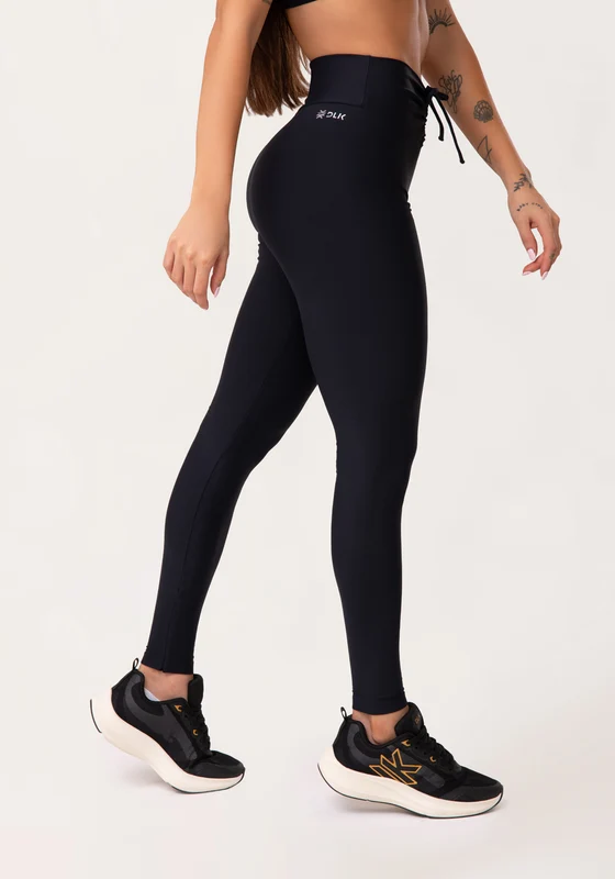 Legging Fitness Feminina Preto Com Franzido E Amarração Aura Dlk PRETO / G