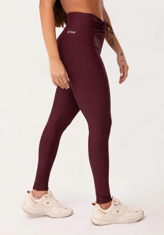 Legging Fitness Feminina Vinho Com Franzido E Amarração Aura Dlk VINHO / G