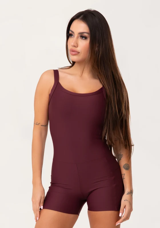 Macaquinho Fitness Feminino Vinho Com Bolsos Aura Dlk VINHO / P