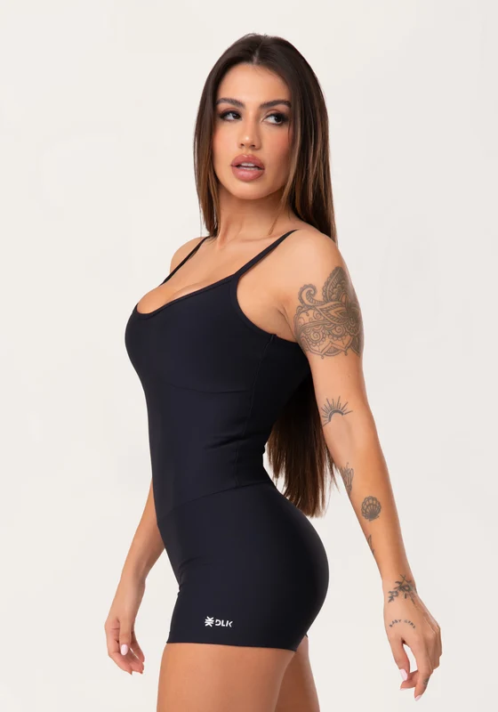 Macaquinho Fitness Feminino Curto Preto Aura Dlk PRETO / P