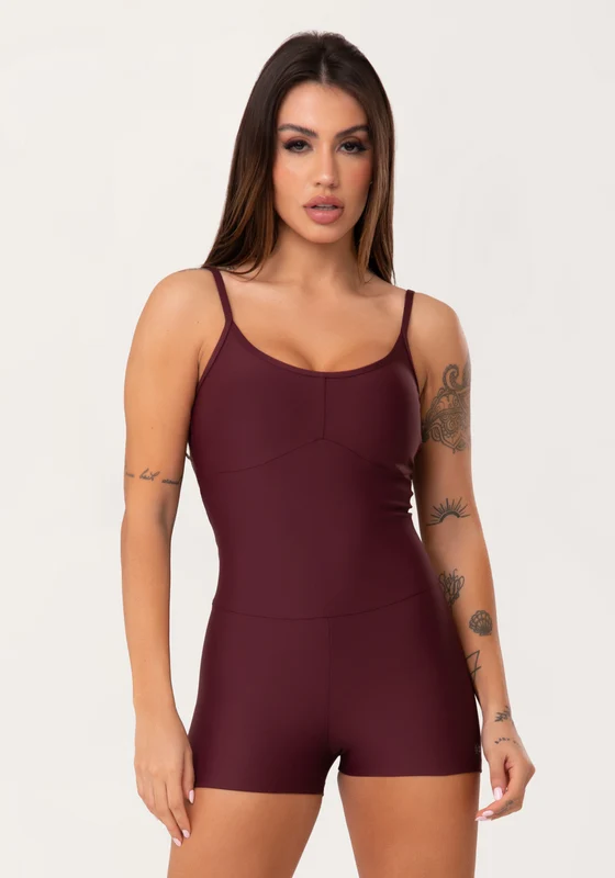 Macaquinho Fitness Feminino Curto Vinho Aura Dlk VINHO / G
