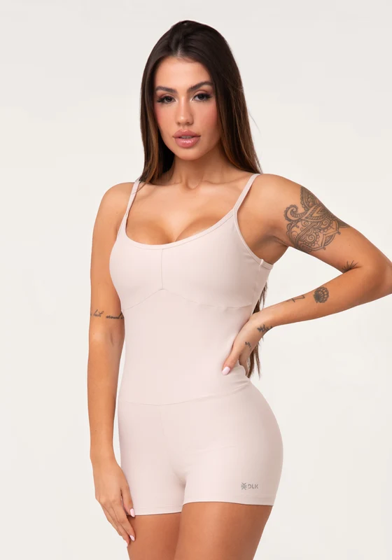 Macaquinho Fitness Feminino Curto Nude Aura Dlk NUDE / P