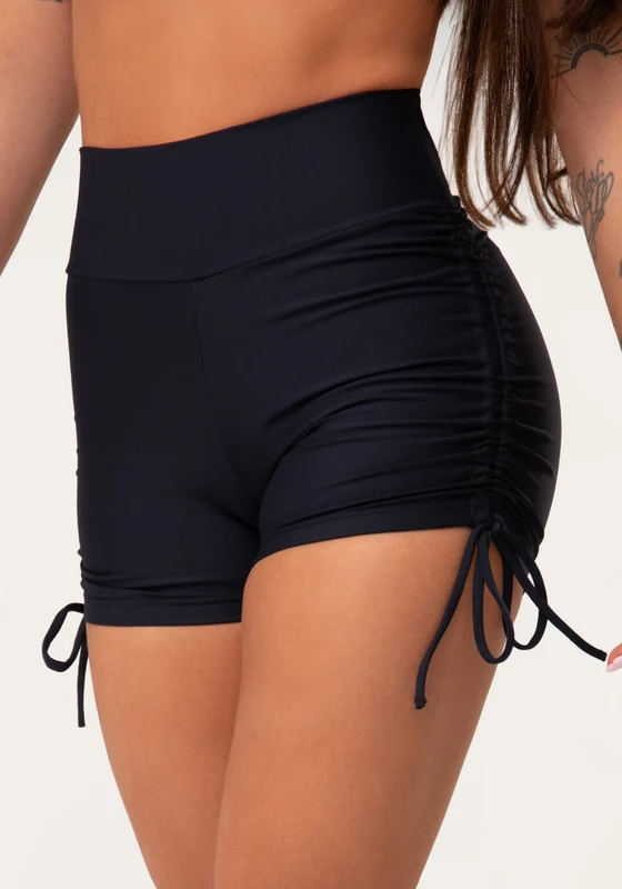 Short Fitness Feminino Preto Com Franzido Aura Dlk PRETO / GG