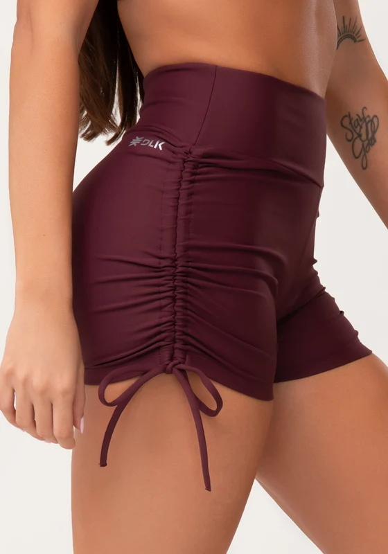 Short Fitness Feminino Vinho Com Franzido Aura Dlk VINHO / G