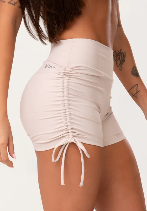 Short Fitness Feminino Nude Com Amarração Aura Dlk NUDE / G