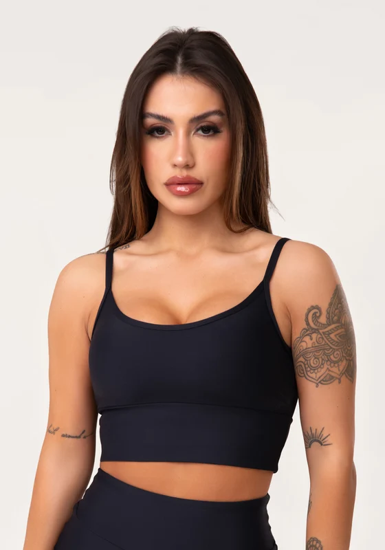 Top Fitness Feminino Preto Com Bojo Aura Dlk PRETO / G