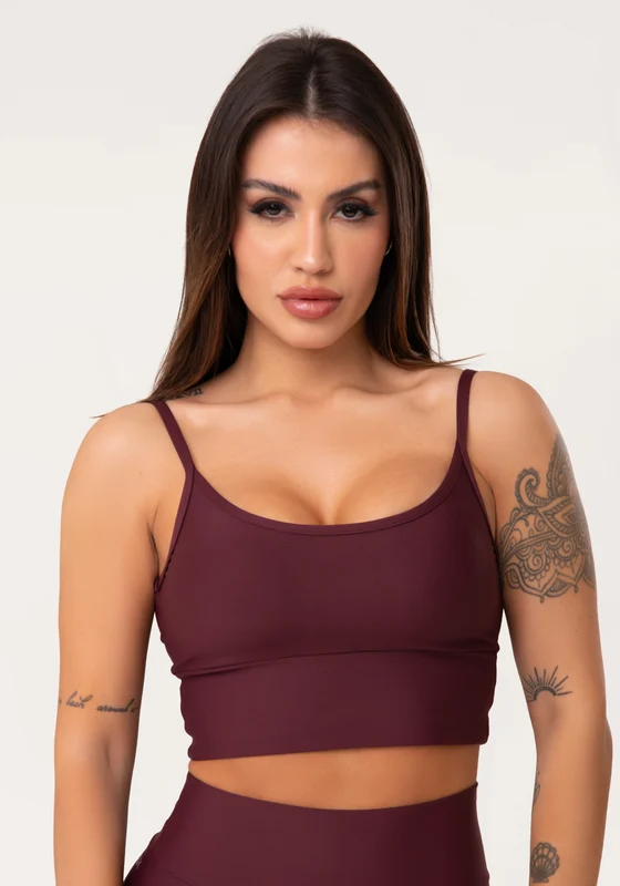 Top Fitness Feminino Vinho com Bojo Aura Dlk VINHO / G
