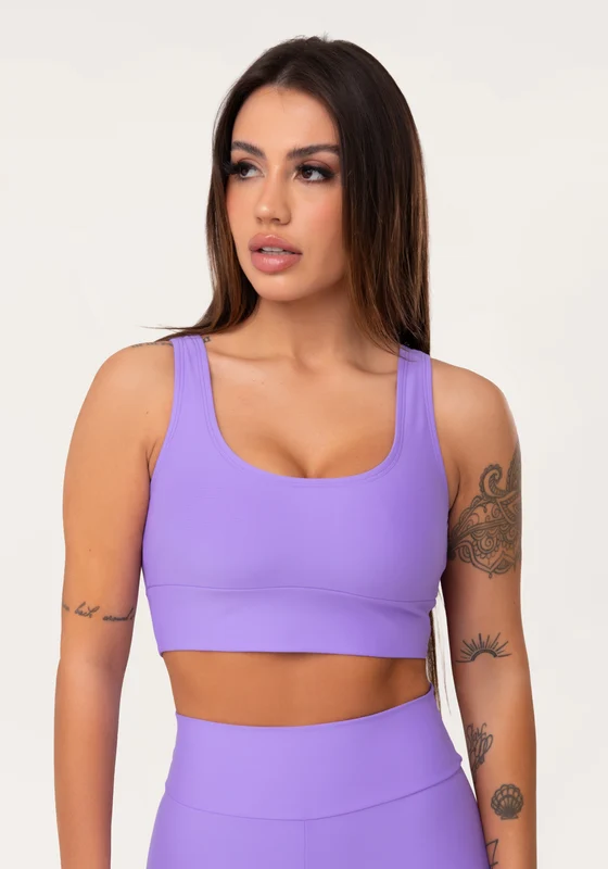 Top Fitness Feminino Lavanda Com Alça Larga Aura Dlk ROXO / GG