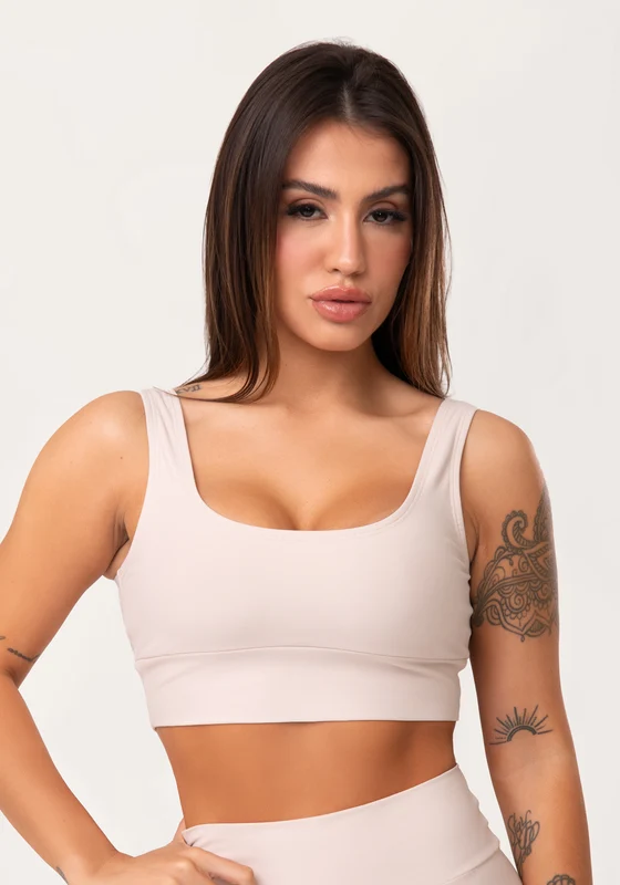 Top Fitness Feminino Nude Com Alça Larga Aura Dlk NUDE / GG