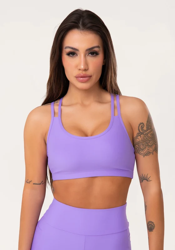 Top Fitness Feminino Lavanda Com Alça Dupla Aura Dlk ROXO / GG