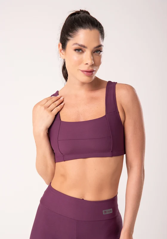 Top Fitness Feminino Malbec Com Recortes E Decote Reto Dlk VINHO / GG