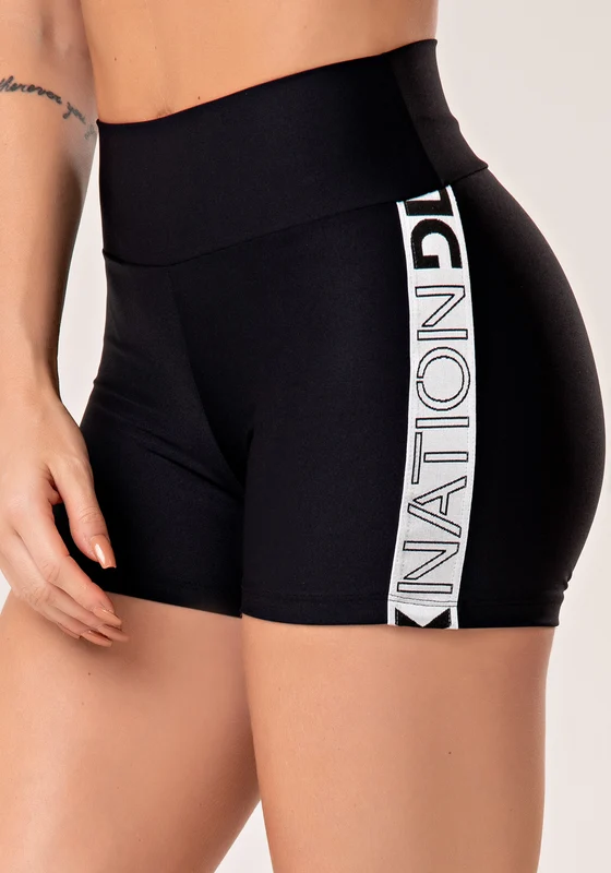 Short Fitness Feminino Preto Com Elástico Lateral Cinza Nation Dlk CINZA / GG