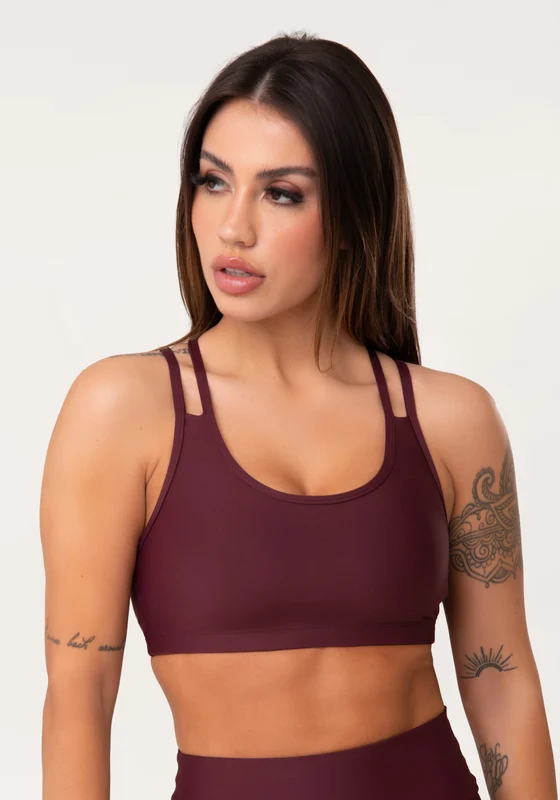 Top Fitness Feminino Vinho com Alça Dupla Aura Dlk VINHO / M