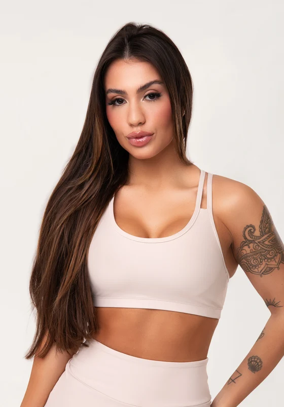 Top Fitness Feminino Nude Com Alça Dupla Aura Dlk NUDE / M