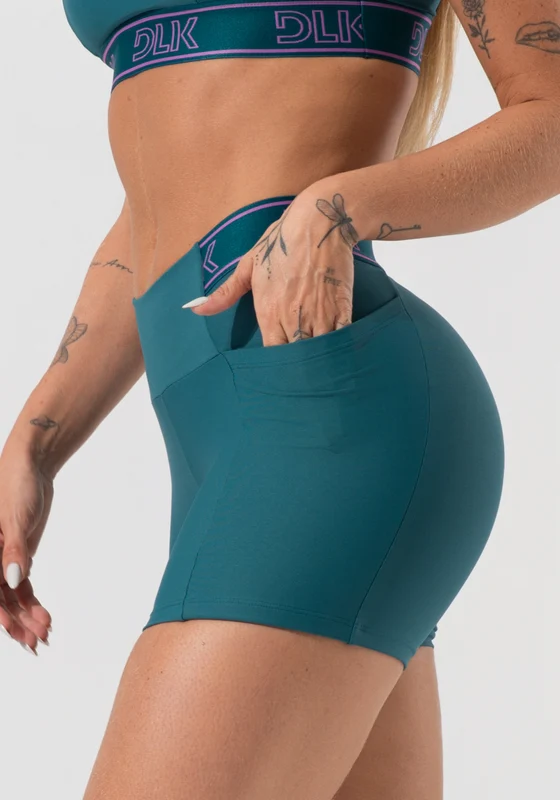 Short Fitness Feminino Com Bolsos E Elástico No Cós Activity Dlk Verde VERDE / GG
