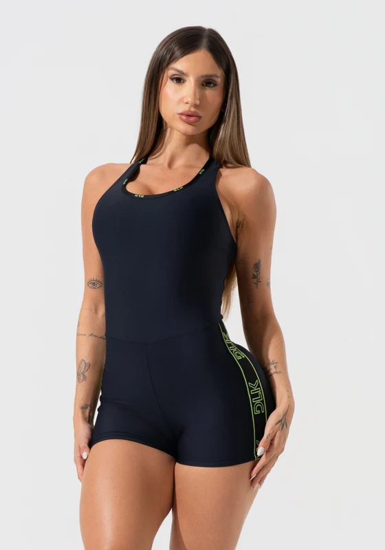 Macaquinho Feminino Fitness Com Elásticos E Costas Vazadas Activity Dlk Preto PRETO / P