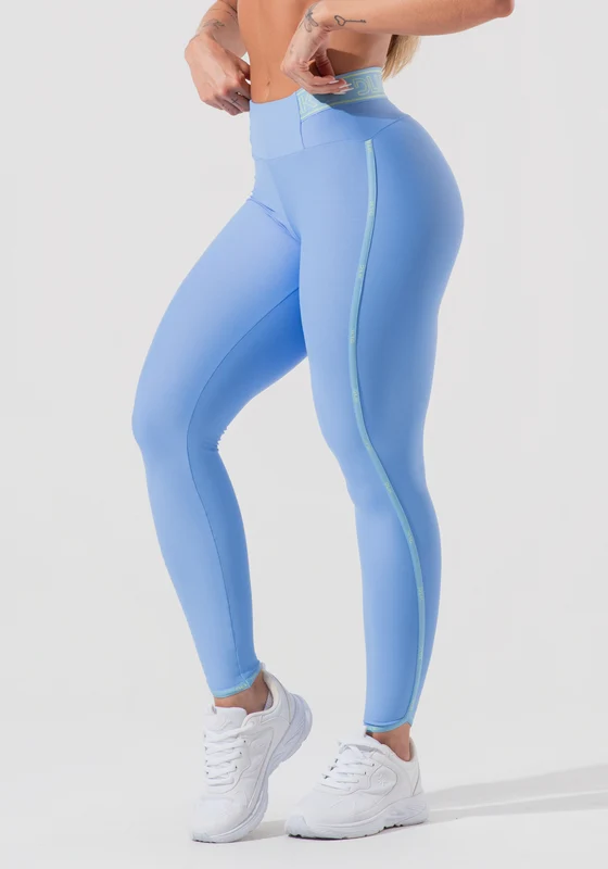 Legging Fitness Feminina Com Elásticos No Cós E Na Lateral Activity Dlk Azul AZUL / P