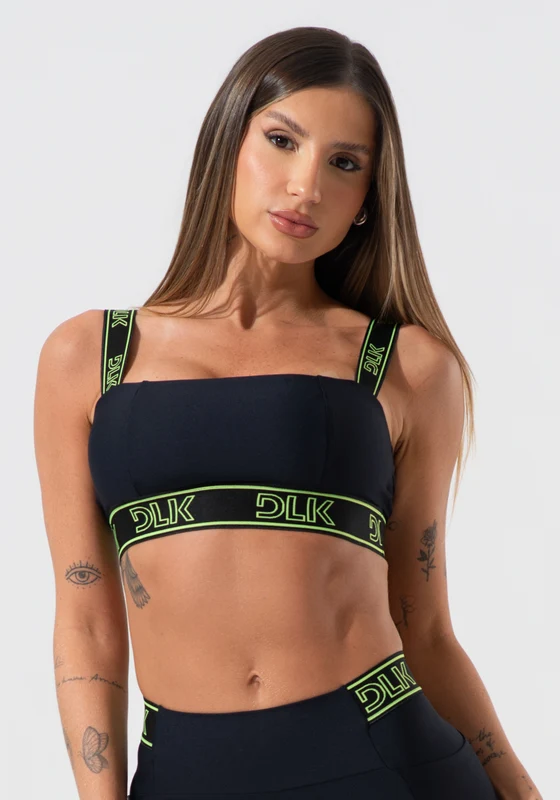 Top Fitness Feminino Com Bojo E Alças De Elástico Activity Dlk Preto PRETO / M