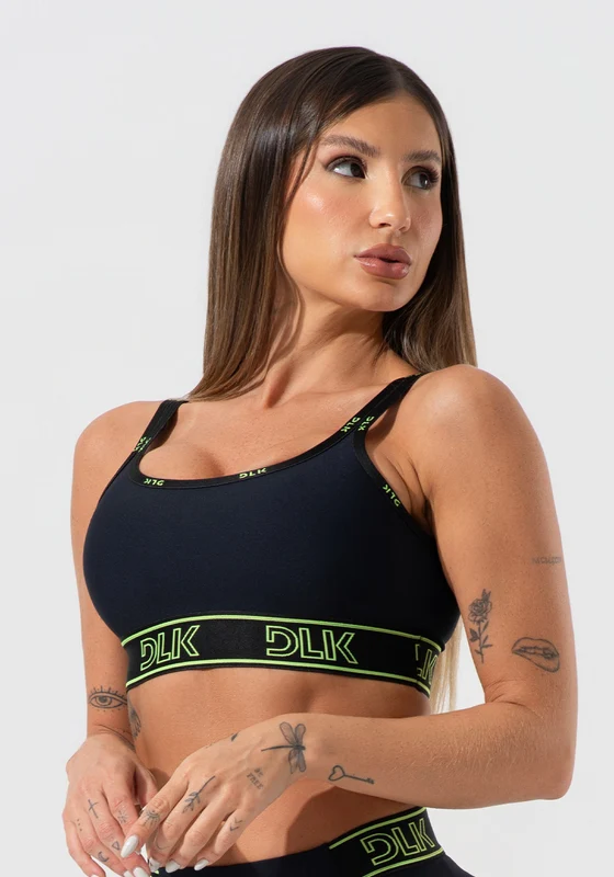 Top Fitness Feminino Com Bojo E Alças Duplas De Elástico Activity Dlk Preto PRETO / P