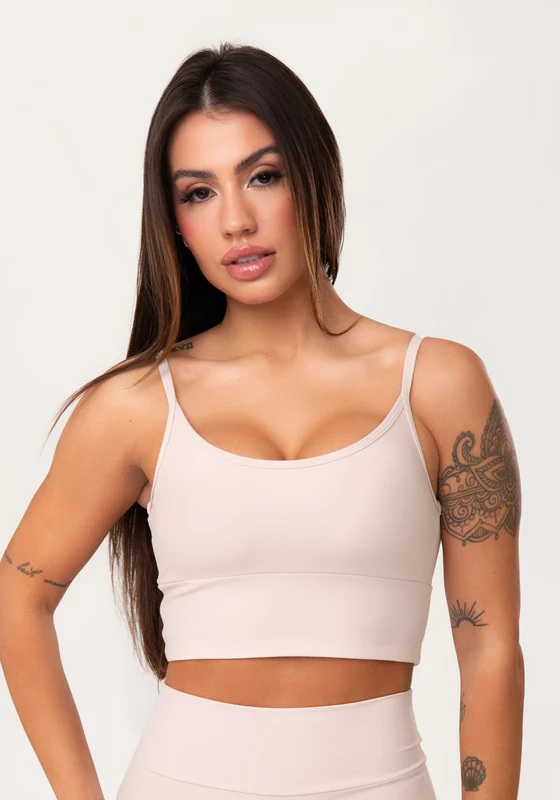 Top Fitness Feminino Nude Com Bojo Aura Dlk NUDE / M