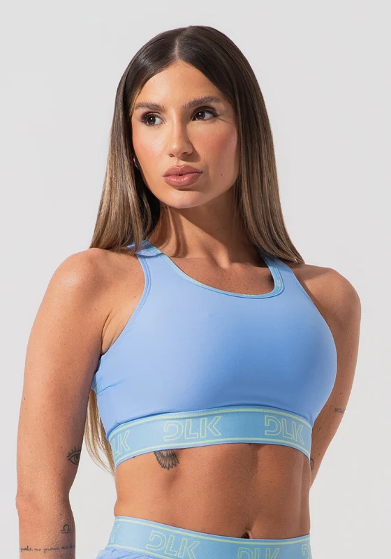 Top Fitness Feminino Com Bojo E Costas Vazadas Com Elástico Activity Dlk Azul AZUL / G