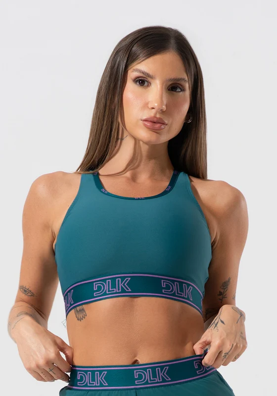Top Fitness Feminino Com Bojo E Costas Vazadas Com Elástico Activity Dlk Verde VERDE / M