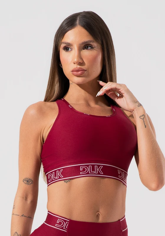 Top Fitness Feminino Com Bojo E Costas Vazadas Com Elástico Activity Dlk Vermelho Cereja CEREJA / G