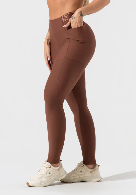 Legging Fitness Feminina Com Bolsos E Elástico No Cós Activity Dlk Marrom MARROM / P
