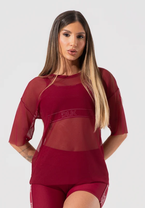 Blusa T-shirt Fitness Feminina de Tule Activity Dlk Vermelho Cereja CEREJA / G
