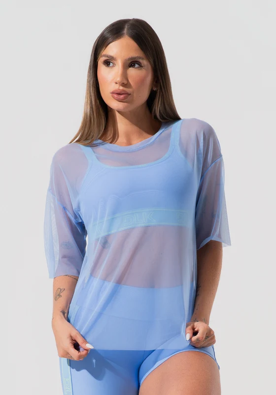 Blusa T-shirt Fitness Feminina De Tule Activity Dlk Azul AZUL / M