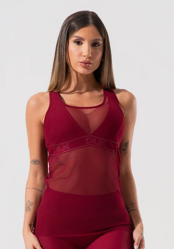 Camiseta Fitness Feminina de Tule Activity Dlk Vermelho Cereja CEREJA / GG