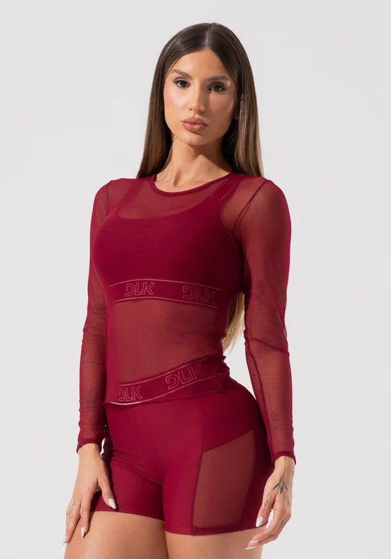 Blusa Feminina De Tule Com Manga Longa Activity Dlk Vermelho Cereja CEREJA / G