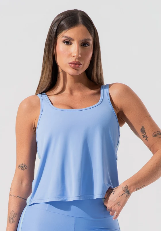 Cropped Regata Feminino Com Elástico Na Lateral Activity Dlk Azul AZUL / M