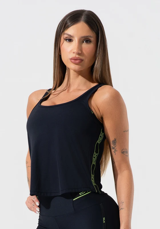 Cropped Regata Feminino Com Elástico Na Lateral Activity Dlk Preto PRETO / G
