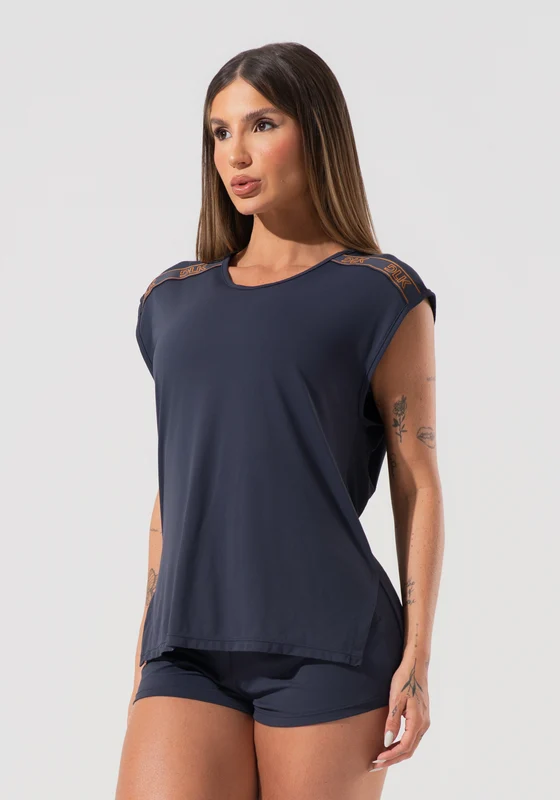 Blusa Feminina Com Elástico Nos Ombros Activity Dlk Grafite CINZA / GG