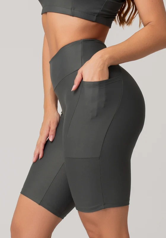 Bermuda De Treino Feminina Com Bolsos Básica Dlk Grafite GRAFITE / M
