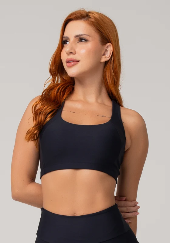 Top De Treino Feminino Modelo Nadador Básico Dlk Preto PRETO / G