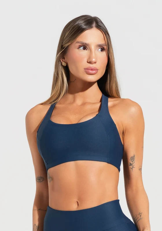 Top De Treino Feminino Modelo Nadador Básico Dlk Azul Marinho AZUL MARINHO / GG