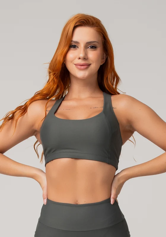 Top De Treino Feminino Modelo Nadador Básico Dlk Grafite GRAFITE / M