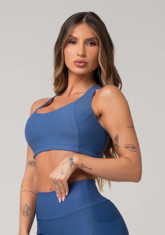 Top De Treino Feminino Modelo Nadador Básico Dlk Azul AZUL / G