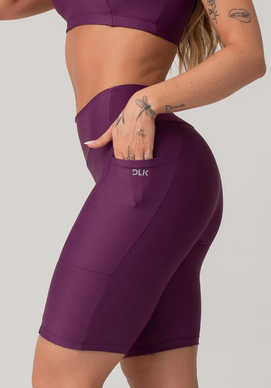 Bermuda De Treino Feminina Com Bolsos Básica Dlk Vinho VINHO / GG