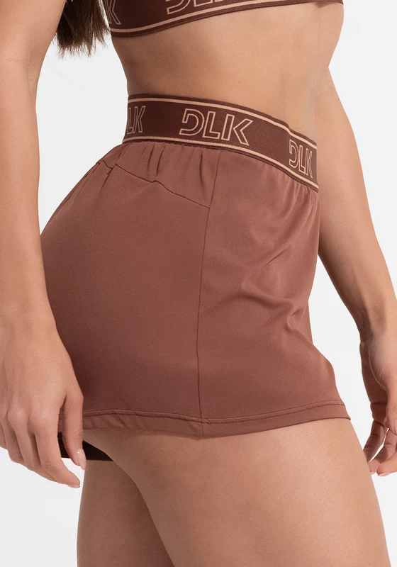 Short Fitness Feminino Soltinho Com Elástico No Cós Activity Dlk Marrom MARROM / G