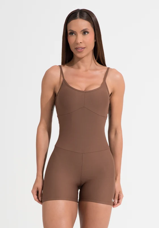 Macaquinho Fitness Feminino Curto Marrom Aura Dlk MARROM / M