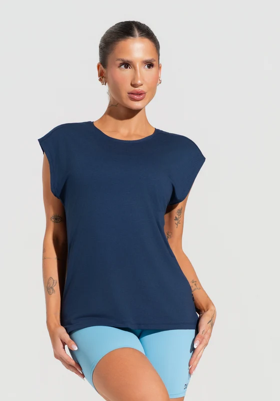 Blusa Feminina Com Manga Curta Soul Dlk Azul Marinho AZUL MARINHO / G