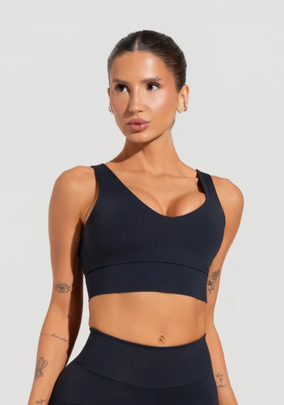 Top Fitness Feminino Com Decote V Soul Dlk Preto PRETO / G
