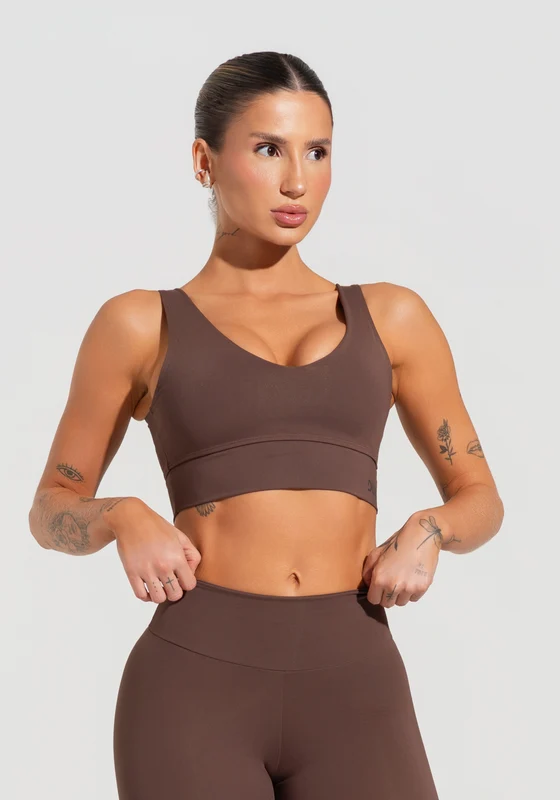 Top Fitness Feminino Com Decote V Soul Dlk Marrom MARROM / GG