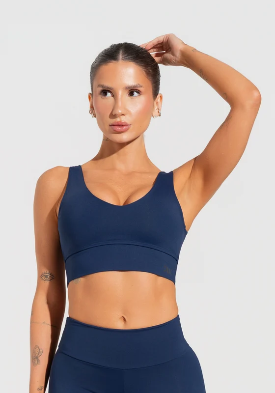 Top Fitness Feminino com Decote V Soul Dlk Azul Marinho AZUL MARINHO / M